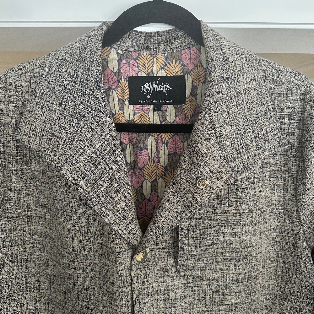 Men's - 18 WAITS - NWT Textured Jacket with Botanical Print Lining - Picture 2 of 15